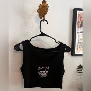 Skull ribbed crop tank